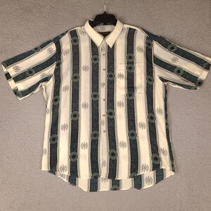 Vintage Selected By‎ Kelin Collection Shirt Mens XL Beige Green 90's Button Down
